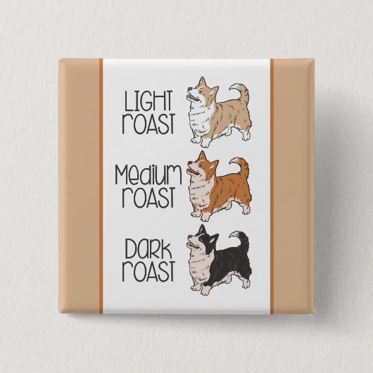 Badge Carré 5 Cm Chien et café de Corgi (Devant)