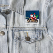 Badge Carré 5 Cm chien Goldendoodle Noël Père Noël (En situation)