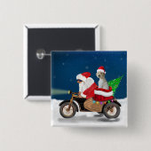 Badge Carré 5 Cm chien Goldendoodle Noël Père Noël (Devant & derrière)