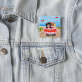 Badge Carré 5 Cm Chien Havanais Saint Valentin Camion (En situation)