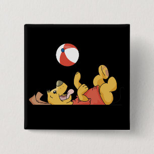 Badge Carré 5 Cm Chien jouant avec des T-shirts et des cadeaux de b