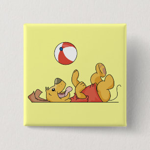 Badge Carré 5 Cm Chien jouant avec des T-shirts et des cadeaux de b