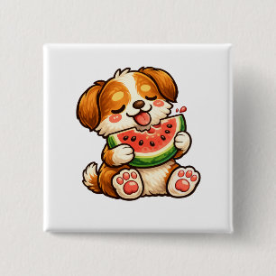 Badge Carré 5 Cm Chien mignon pastèque