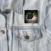 Badge Carré 5 Cm Chien sorcier allemand (En situation)