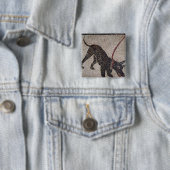 Badge Carré 5 Cm Chien sur une laisse, de Pompeii (En situation)