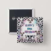 Badge Carré 5 Cm Chiens dalmatiens roses personnalisés (Devant & derrière)