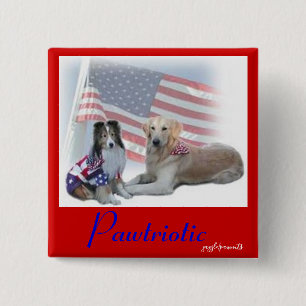 Badge Carré 5 Cm Chiens pawtriotiques