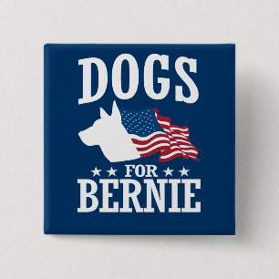 BADGE CARRÉ 5 CM CHIENS POUR BERNIE SANDERS