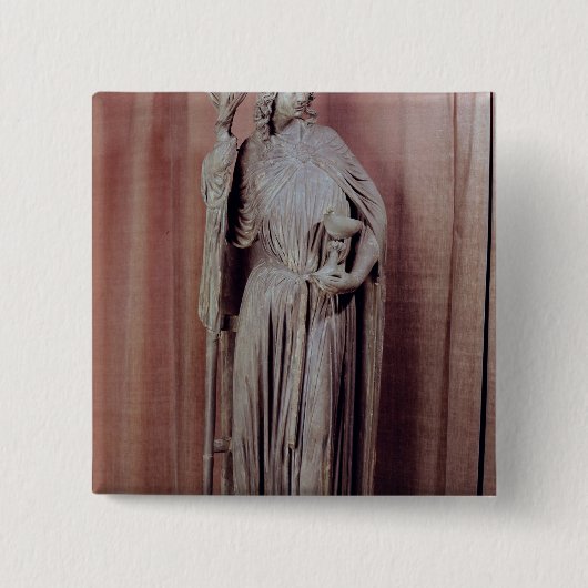 Badge Carré 5 Cm Chiffre allégorique d'église tenant un calice (Devant)