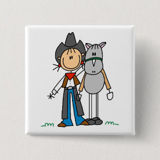 Badge Carré 5 Cm Chiffre cow-girl de bâton avec des T-shirts de