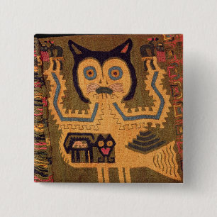 Badge Carré 5 Cm Chiffre de laine d'un jaguar, culture de Paracas