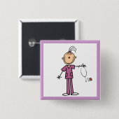 Badge Carré 5 Cm Chiffre infirmière de bâton de brune (Devant & derrière)