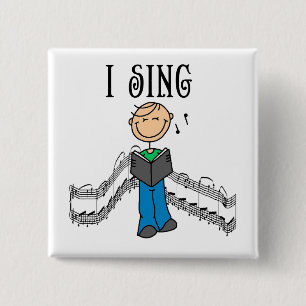 Badge Carré 5 Cm Chiffre mâle de bâton je chante le T-shirts et l