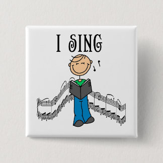 Badge Carré 5 Cm Chiffre mâle de bâton je chante le T-shirts et les