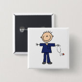 Badge Carré 5 Cm Chiffre masculin infirmière - bleu de bâton (Devant & derrière)