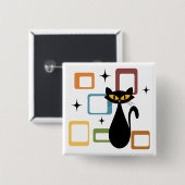 Badge Carré 5 Cm Chiffre noir du milieu du siècle (Devant & derrière)