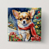 Badge Carré 5 Cm Chihuahua célèbre Noël (Devant)