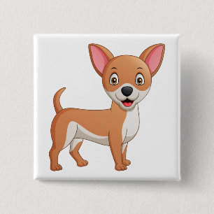Badge Carré 5 Cm Chihuahua de dessin animé amateur de chien mignon