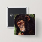 Badge Carré 5 Cm Chimpansee (Devant & derrière)