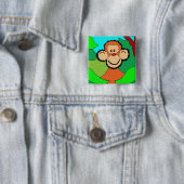 Badge Carré 5 Cm chimpanzé de lutin (En situation)