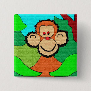 Badge Carré 5 Cm chimpanzé de lutin