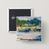 Badge Carré 5 Cm Chincoteague Island (Devant & derrière)