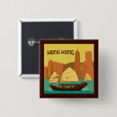 Badge Carré 5 Cm Chine | Hong Kong (Devant & derrière)