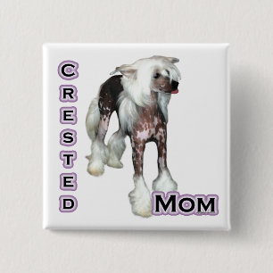 Badge Carré 5 Cm Chinese Crested Maman 4 - Bouton