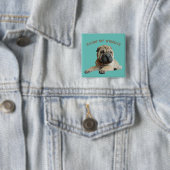 Badge Carré 5 Cm Chinois Shar Pei Funny Pin Bouton (En situation)