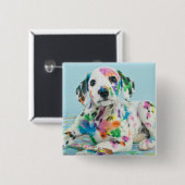 Badge Carré 5 Cm Chiot dalmatien (Devant & derrière)
