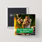 Badge Carré 5 Cm Chipmunk Manger Marshmallow (Devant & derrière)