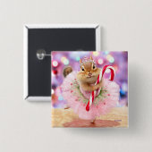 Badge Carré 5 Cm Chipmunk Plum Fairy (Devant & derrière)