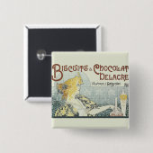 Badge Carré 5 Cm Chocolat Art Nouveau Femme (Devant & derrière)