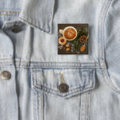 Badge Carré 5 Cm Chocolat chaud de Noël (En situation)