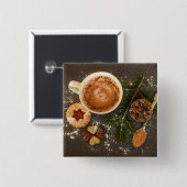 Badge Carré 5 Cm Chocolat chaud de Noël (Devant & derrière)