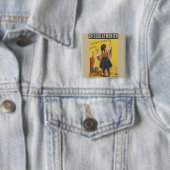 Badge Carré 5 Cm Chocolat Menier Petite fille Mur écriture (En situation)