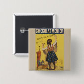 Badge Carré 5 Cm Chocolat Menier Petite fille Mur écriture (Devant & derrière)