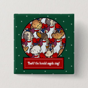 Badge Carré 5 Cm Chœur de chiens drôles de Noël Chien Caricature Pu