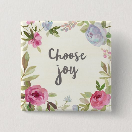 Badge Carré 5 Cm Choisissez floral en pastel de joie (Devant)