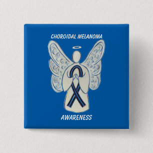 Badge Carré 5 Cm Choroidal Melanoma Sensibilisation Ruban Angel Pin