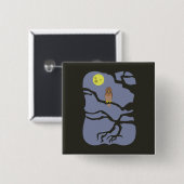 Badge Carré 5 Cm Chouette d'Halloween éffrayante (Devant & derrière)