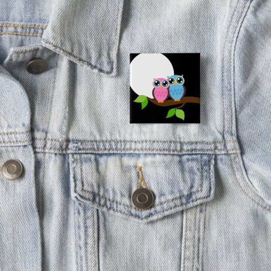 Badge Carré 5 Cm Chouette romantique (En situation)