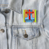 BADGE CARRÉ 5 CM CHRÉTIENS POUR BARACK OBAMA (En situation)