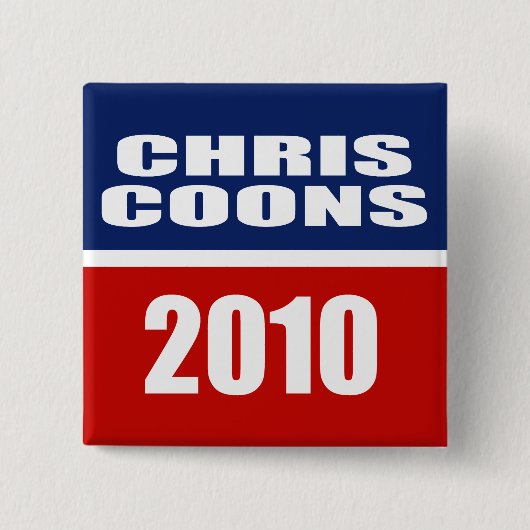 BADGE CARRÉ 5 CM CHRIS COONS POUR SÉNAT (Devant)