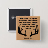 Badge Carré 5 Cm Christian Hunter Hunting Genèse 27:3 (Devant & derrière)