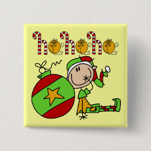 Badge Carré 5 Cm Christmas Cute Elf Ho Ho Ho