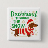 Badge Carré 5 Cm Christmas Dachshund Square Button (Devant)