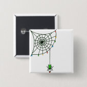 Badge Carré 5 Cm Christmas Spider Web Lights Goth Holiday (Devant & derrière)