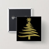 Badge Carré 5 Cm Christmas Tree Stencil (Devant & derrière)