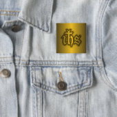 Badge Carré 5 Cm Christogram (IHS) Gold (En situation)